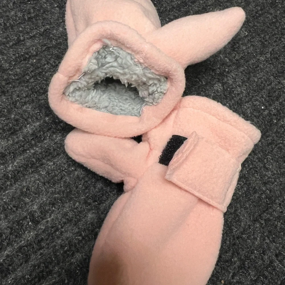 Soft Pink and Gray Kids Mittens